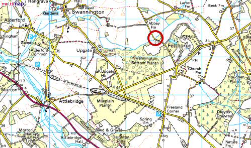 Felthorpe watermill map