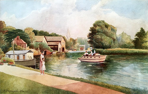 1954 watercolour by Thomas Graysmark