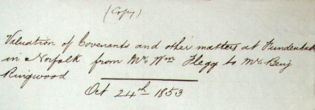 Valuation of William Flegg's business assets - 1853