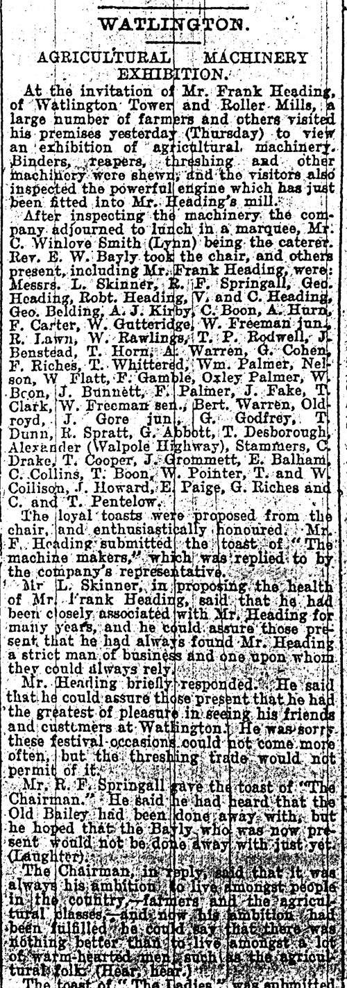 Lynn Advertiser - 27th August 1909