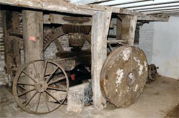 The old French burr runnerstone was originally prepared in London