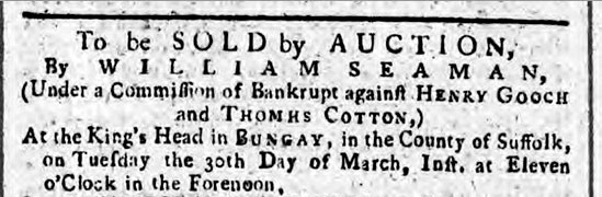 Mill auction ad 1784