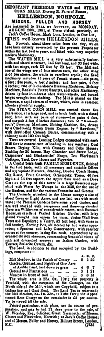 Newspaper ad - 1861