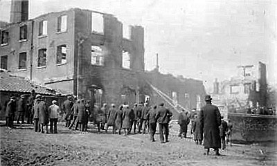 Mill remains after the fire on 31st March 1908