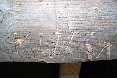 nscriptions on beams at top of the mill photographed October 2011 